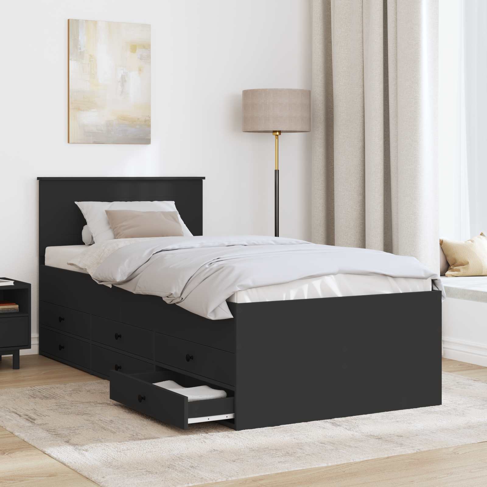 Krevet na dan s ladicama Crna 100 x 200 cm Konstruirano drvo