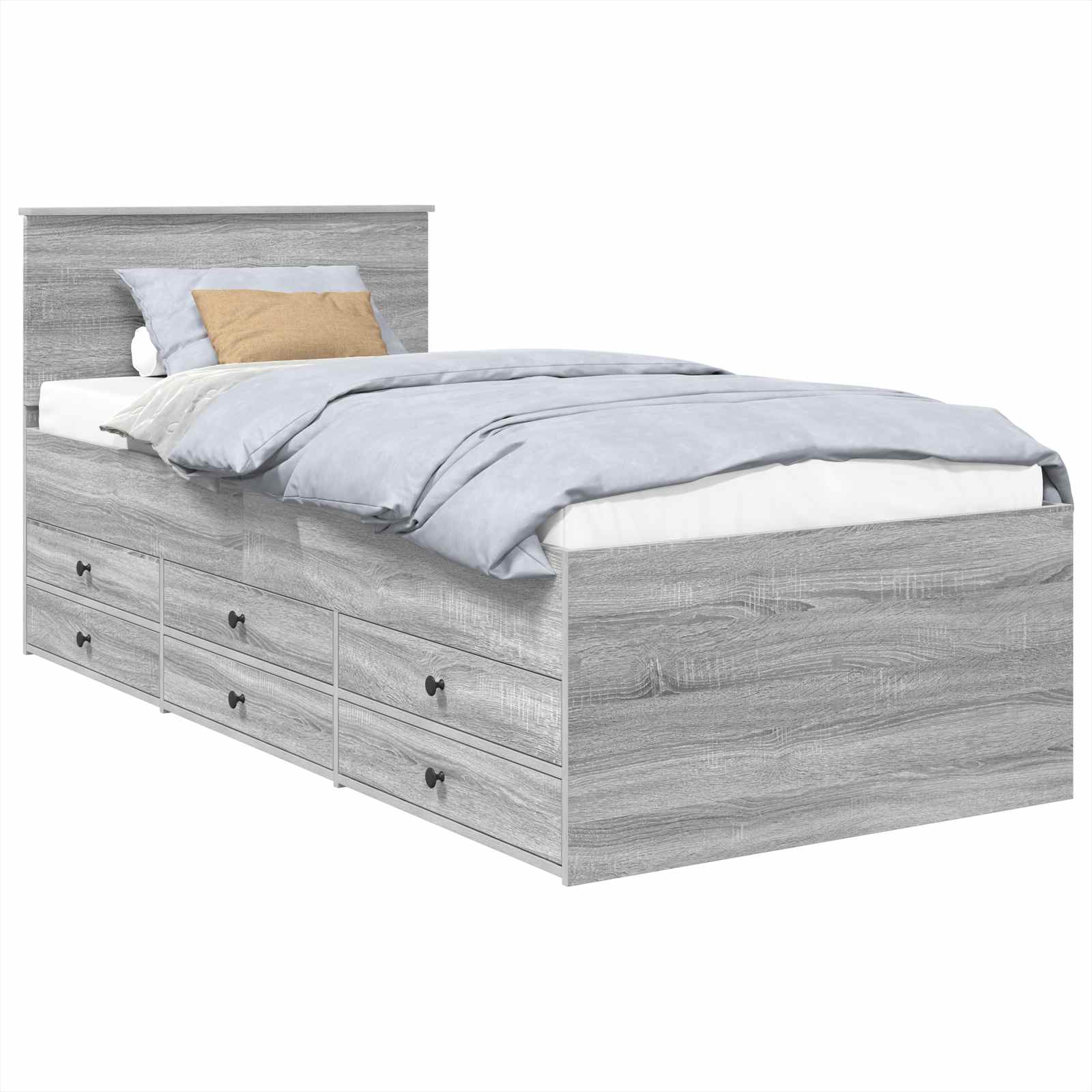 Krevet na dan Siva Sonoma i crna 100 x 200 cm Konstruirano drvo