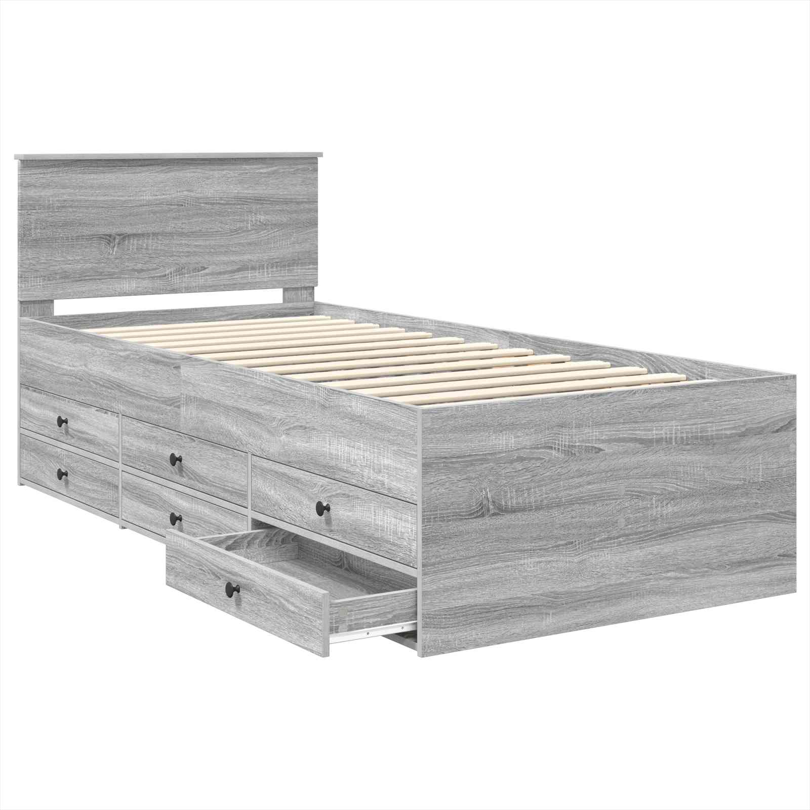 Krevet na dan Siva Sonoma i crna 100 x 200 cm Konstruirano drvo