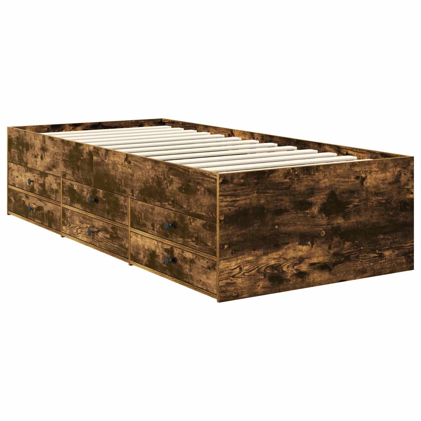 Krevet na dan s ladicama Dimnjeni hrast i crna 90 x 190 cm