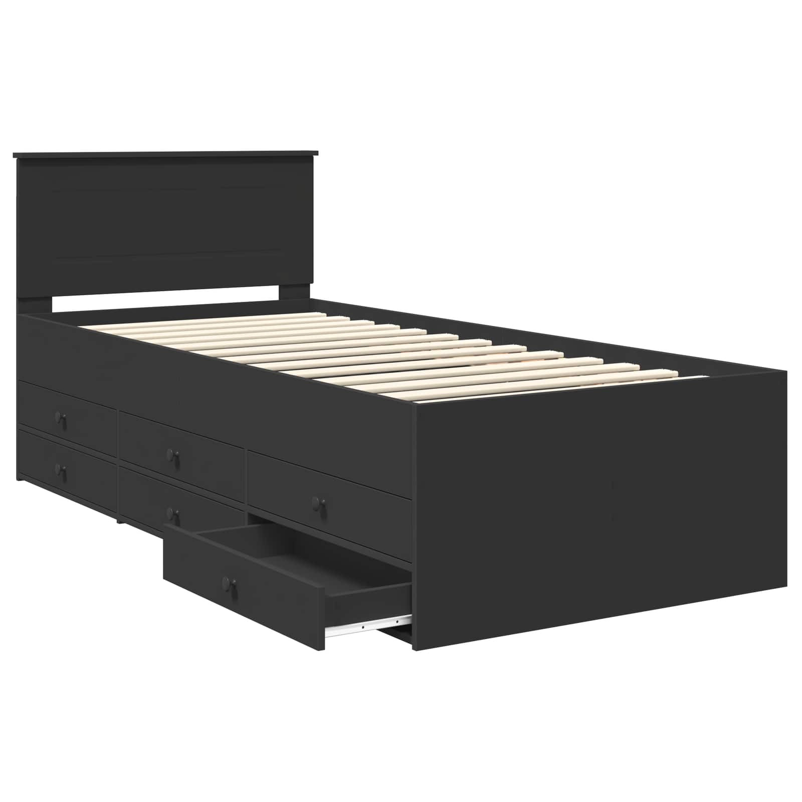 Krevet na dan s ladicama Crna 75 x 190 cm Konstruirano drvo