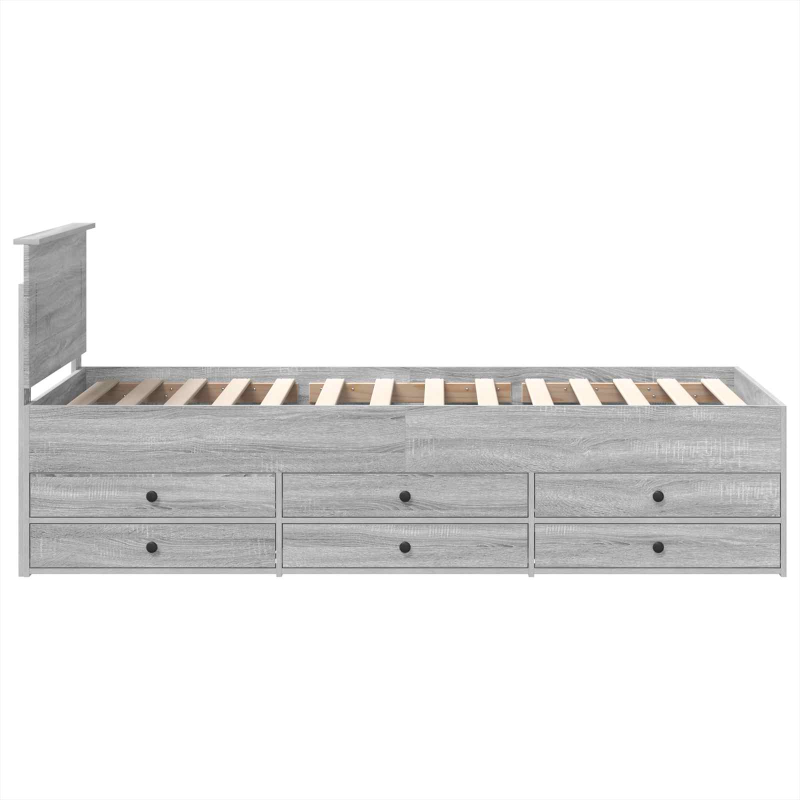Krevet na dan Siva Sonoma i crna 75 x 190 cm Konstruirano drvo