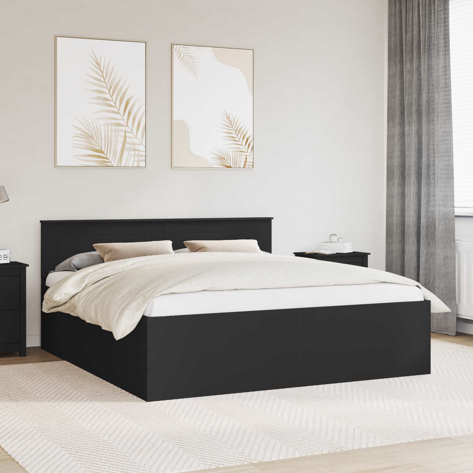 Krevetna konstrukcija Crna 200 x 200 cm Konstruirano drvo