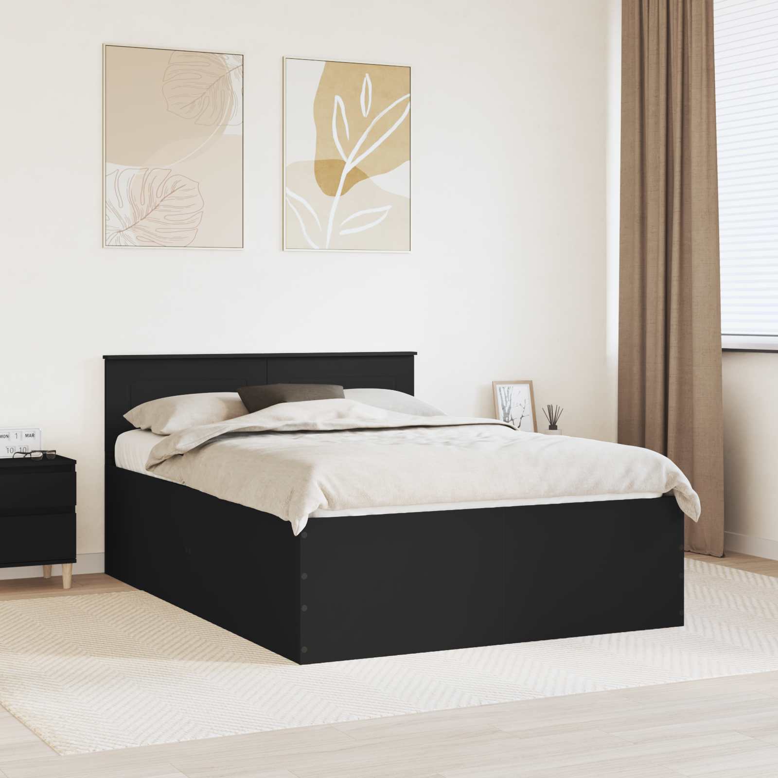 Krevetna konstrukcija Crna 150 x 200 cm Konstruirano drvo