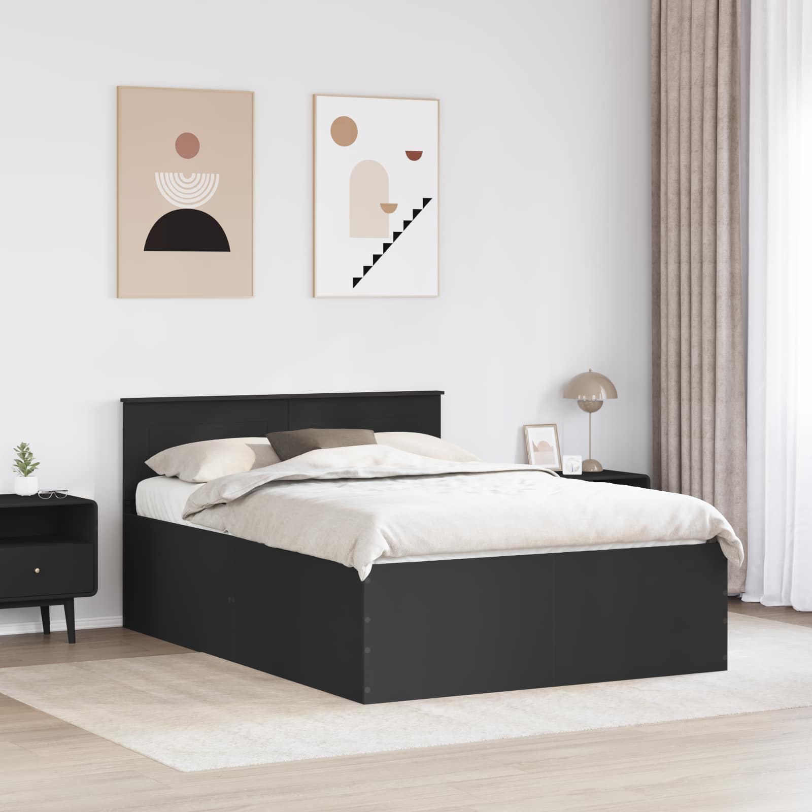 Krevetna konstrukcija Crna 150 x 200 cm Konstruirano drvo