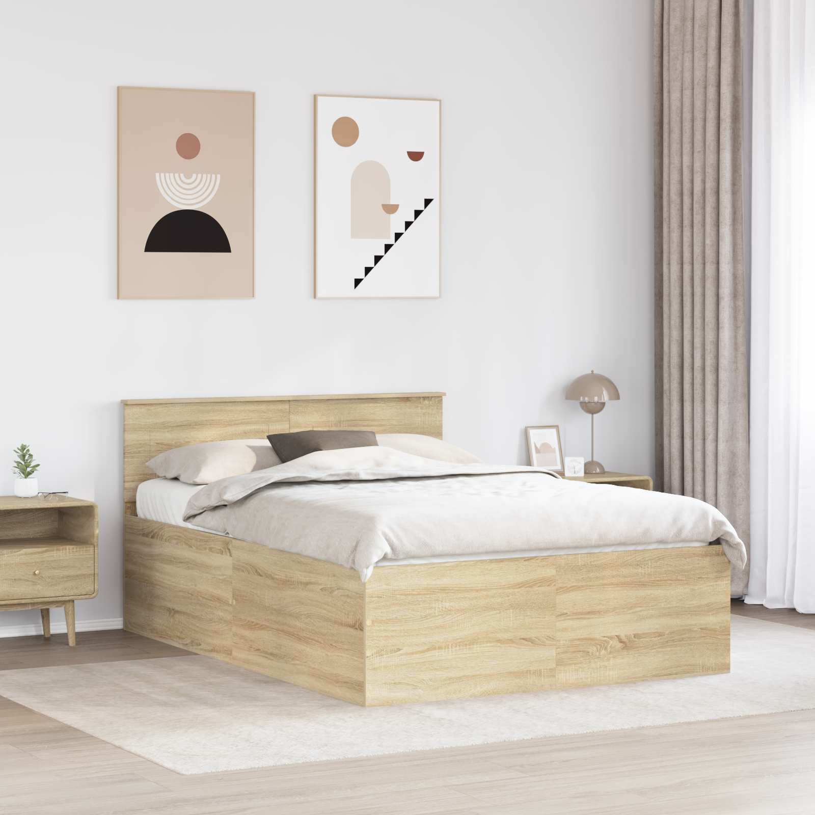 Krevetna konstrukcija s uzglavljem Sonoma hrast 150 x 200 cm