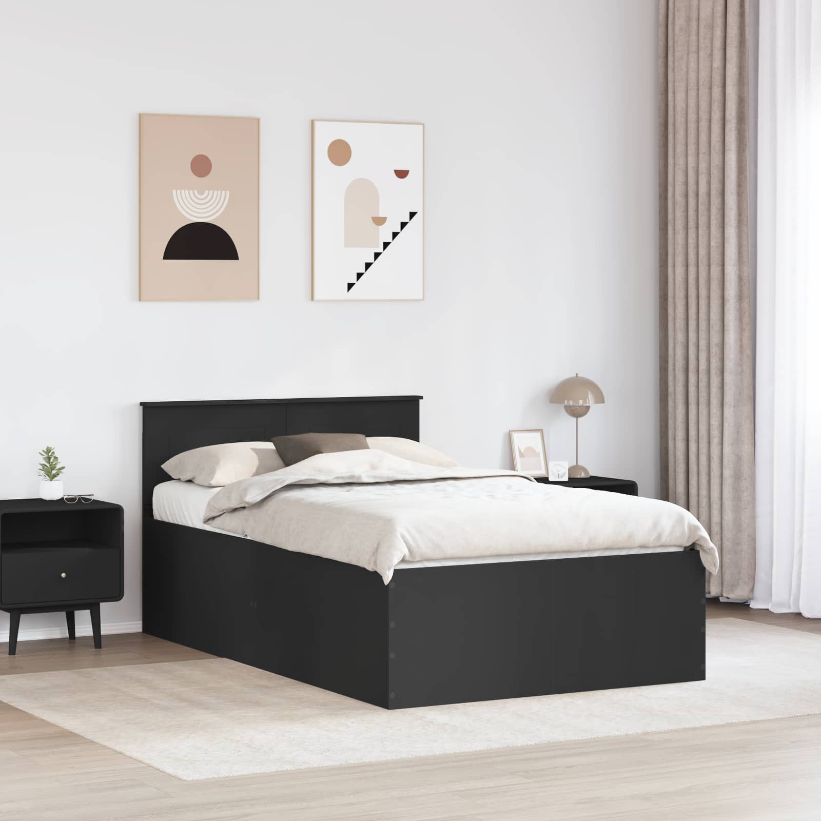 Krevetna konstrukcija Crna 120 x 190 cm Konstruirano drvo