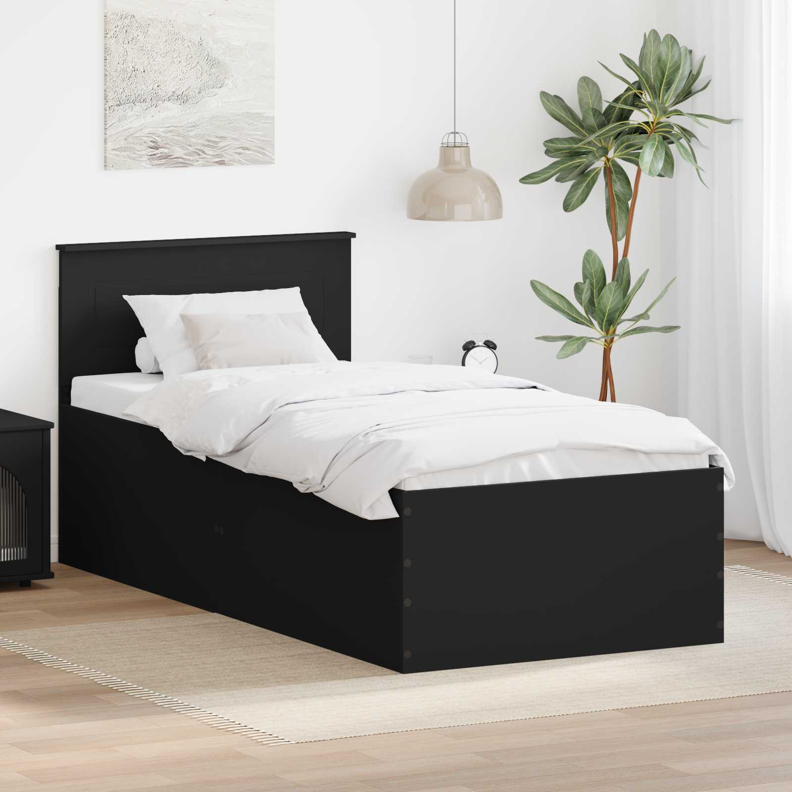 Krevetna konstrukcija Crna 75 x 190 cm Konstruirano drvo