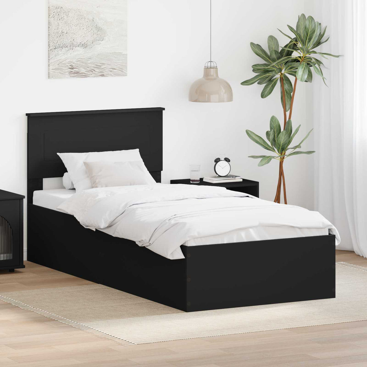 Krevetna konstrukcija Crna 90 x 190 cm Konstruirano drvo