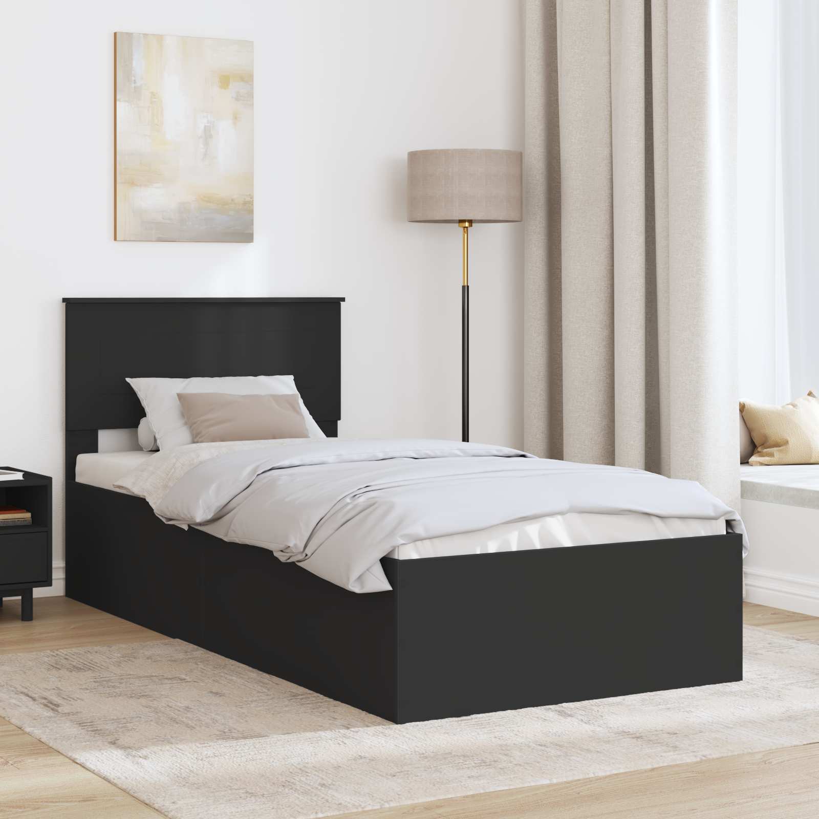 Krevetna konstrukcija Crna 90 x 190 cm Konstruirano drvo