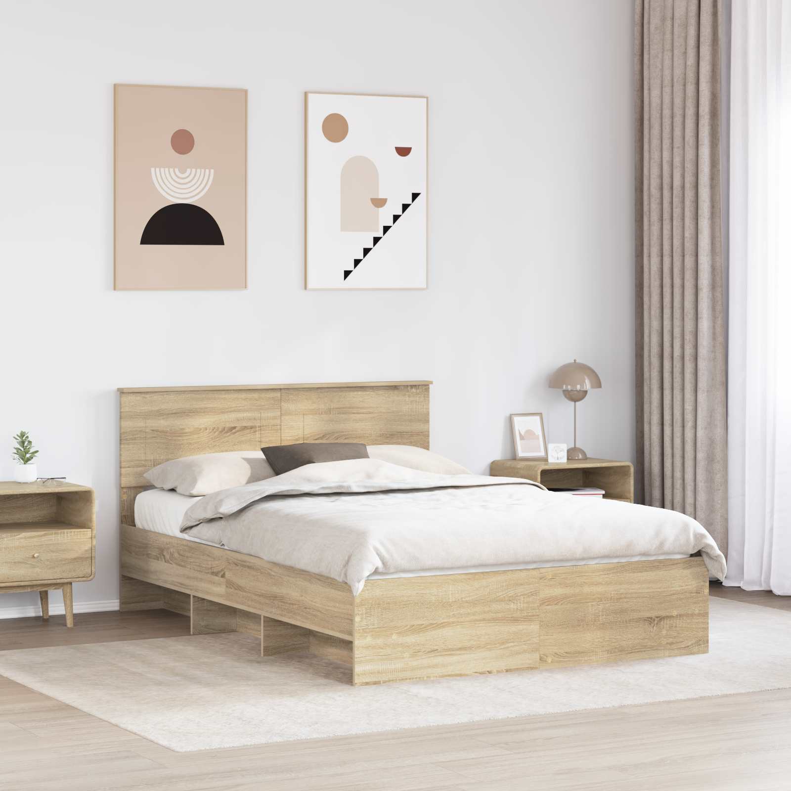 Krevetna konstrukcija s uzglavljem Sonoma hrast 150 x 200 cm