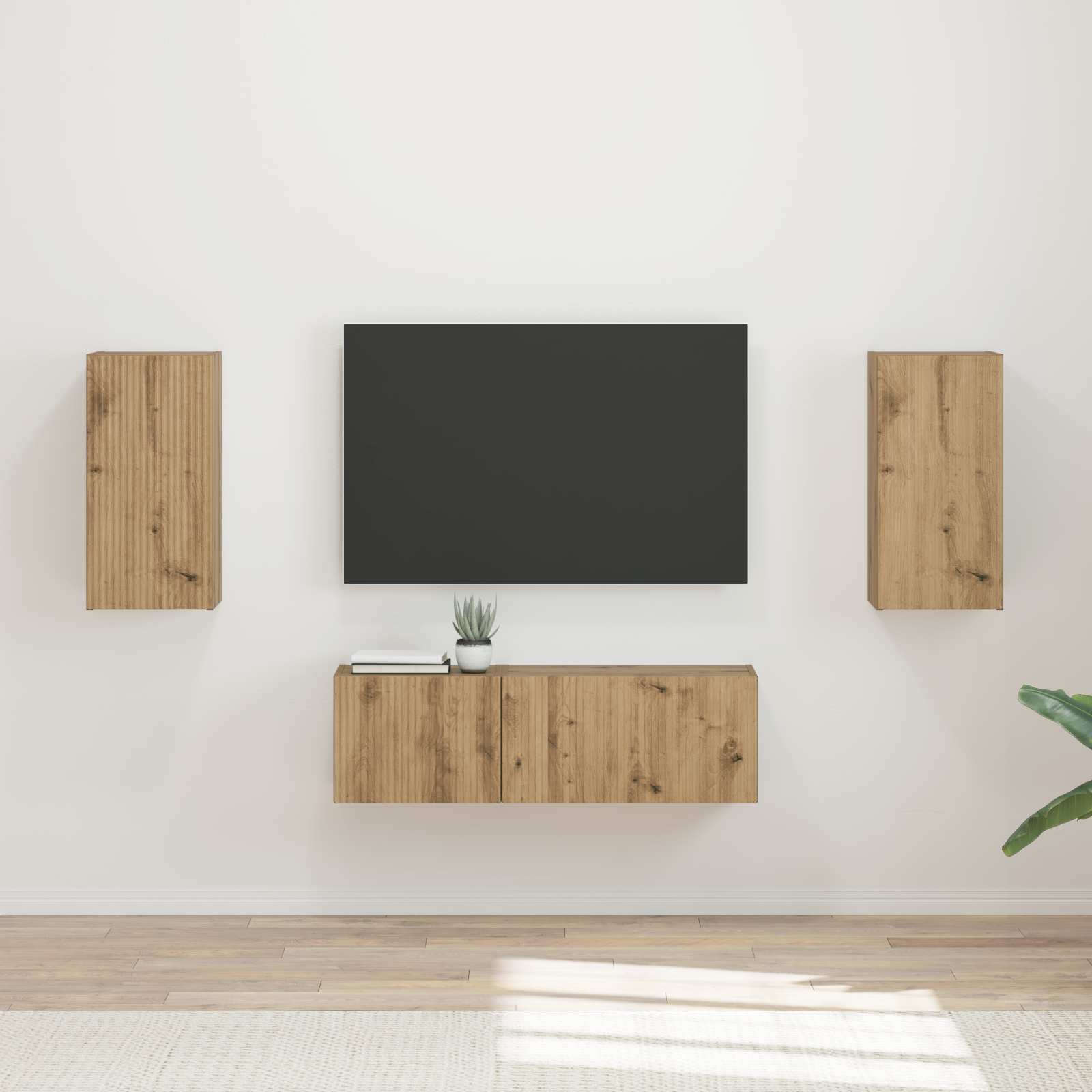 Set zidnog ormarića za TV Zidne 4 pcs Umjetnički hrast