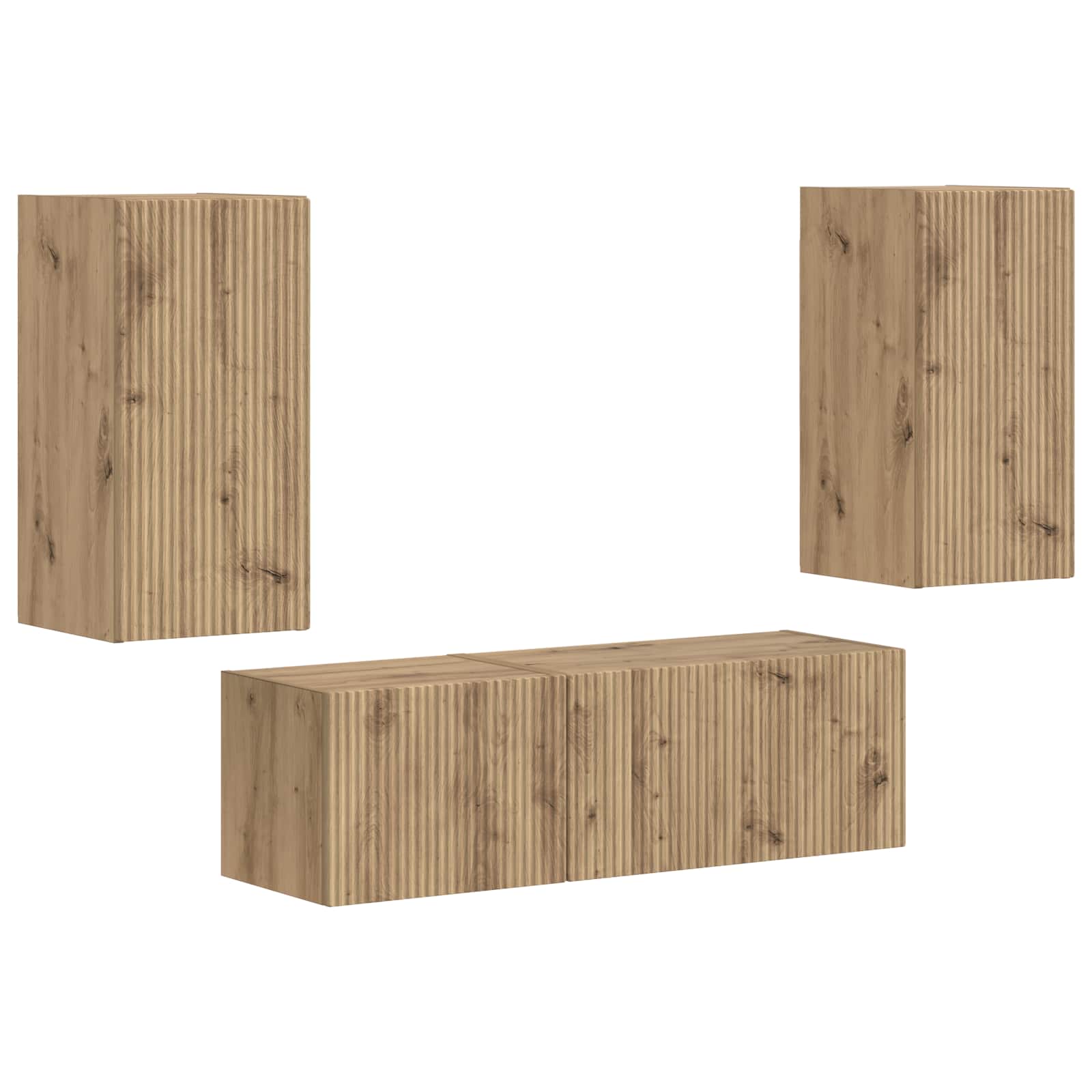 Set zidnog ormarića za TV Zidne 4 pcs Umjetnički hrast