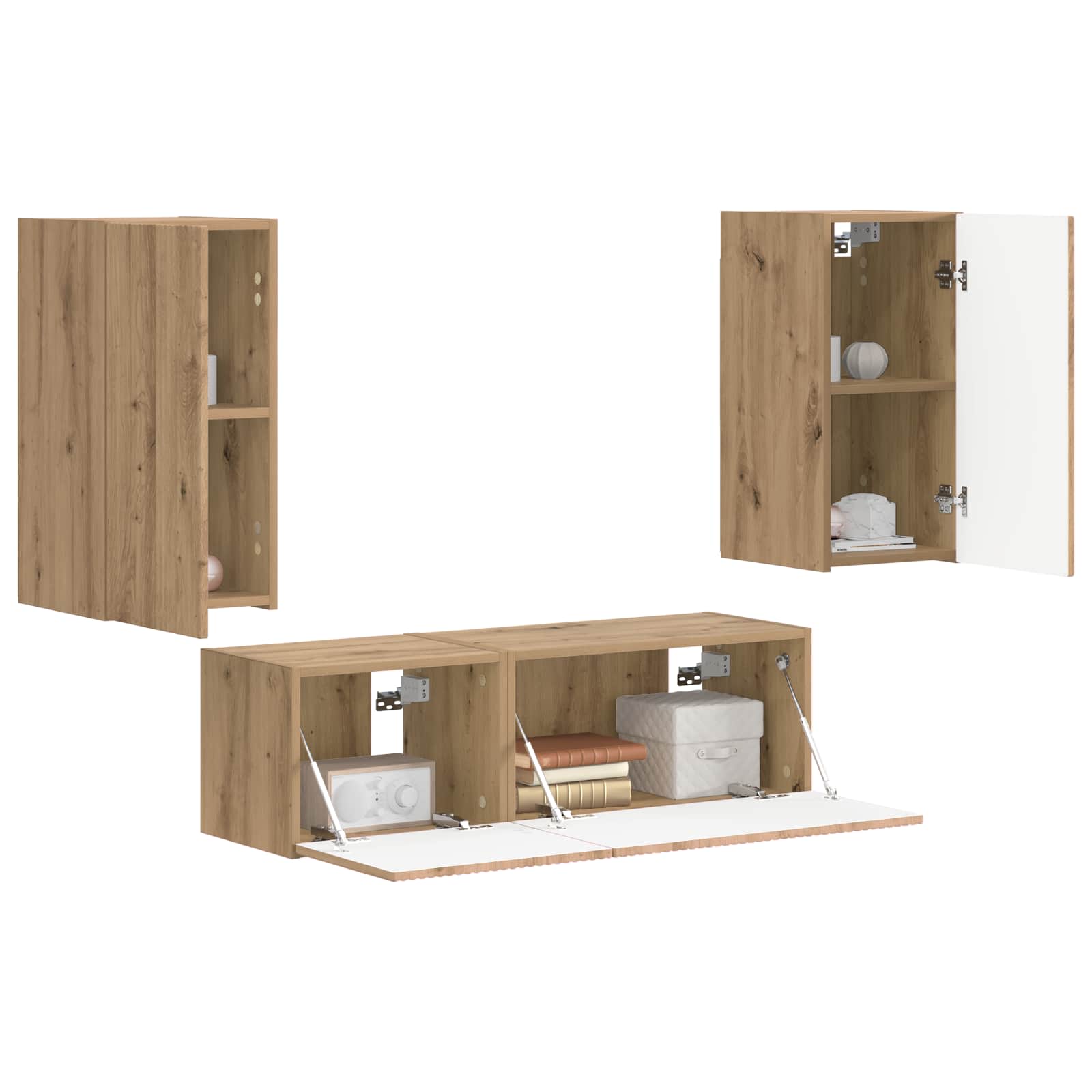 Set zidnog ormarića za TV Zidne 4 pcs Umjetnički hrast