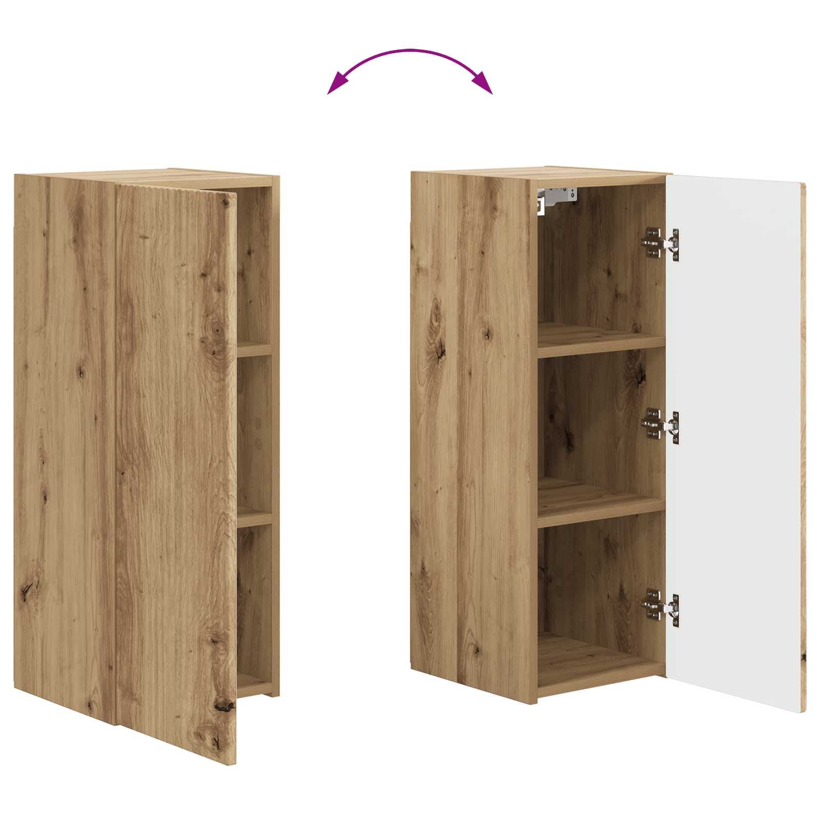 Set zidnog ormarića za TV Zidne 4 pcs Umjetnički hrast
