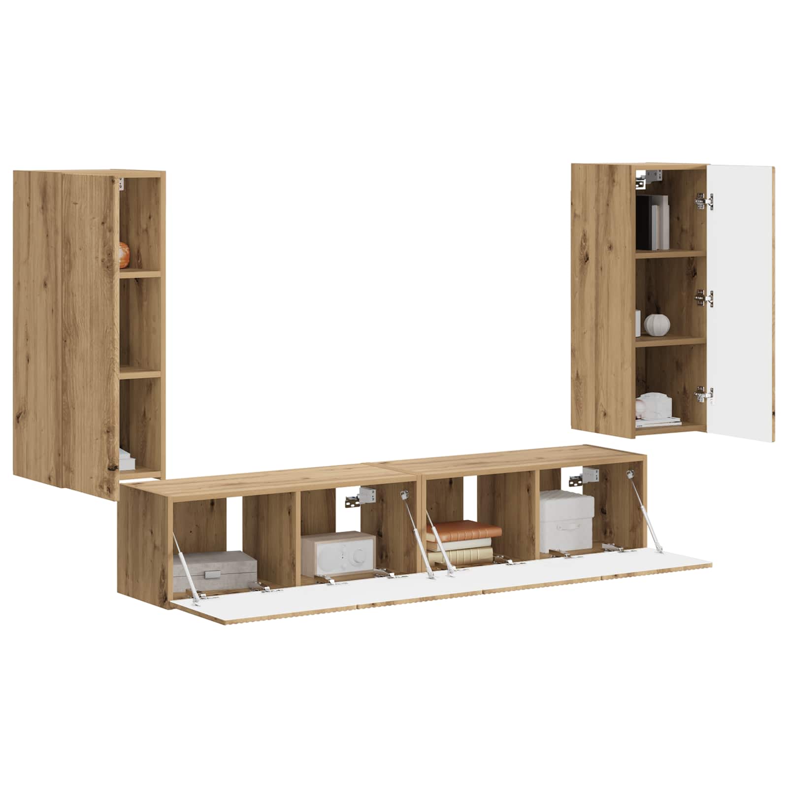 Set zidnog ormarića za TV Zidne 4 pcs Umjetnički hrast