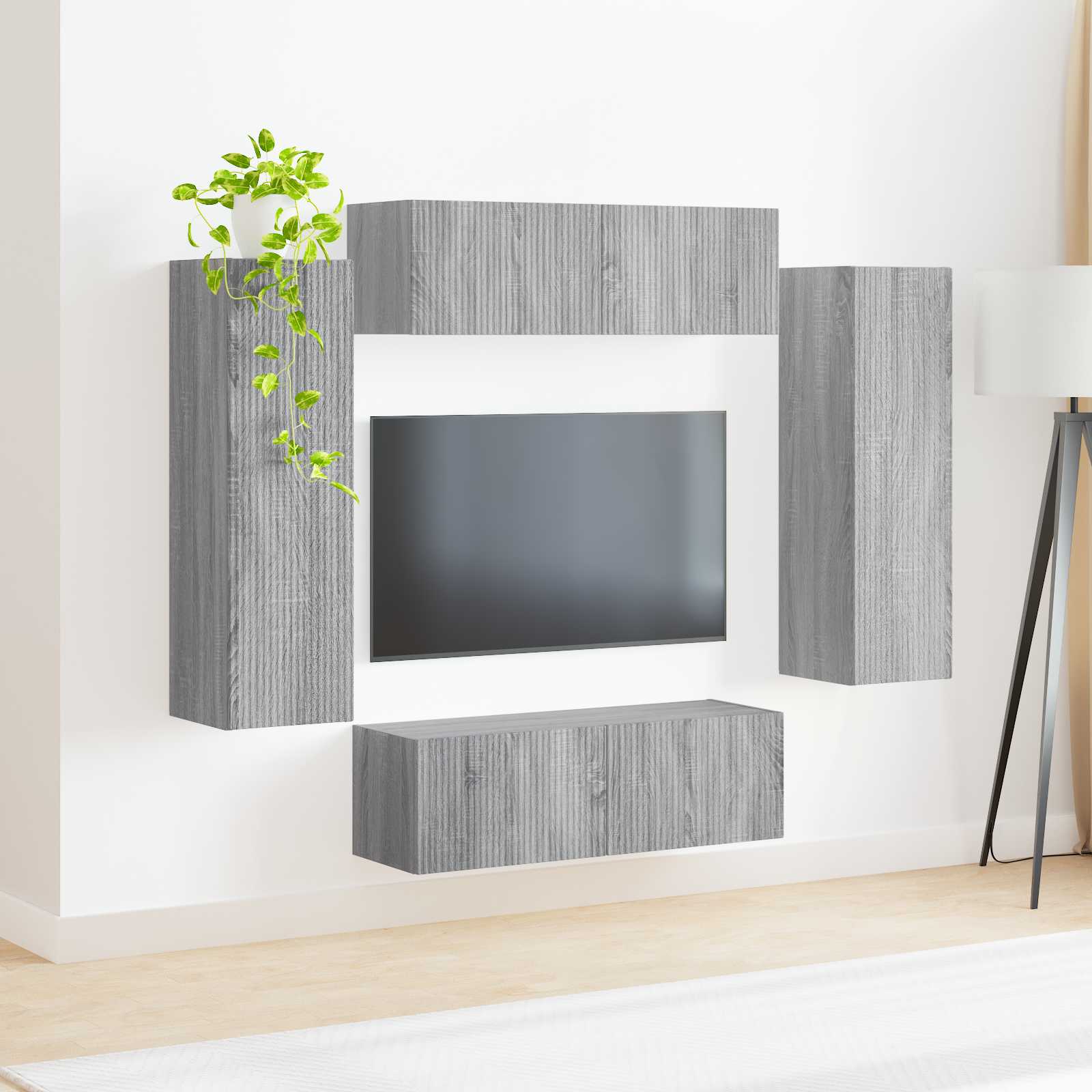 Set zidnog ormarića za TV 4 pcs Siva Sonoma Konstruirano drvo