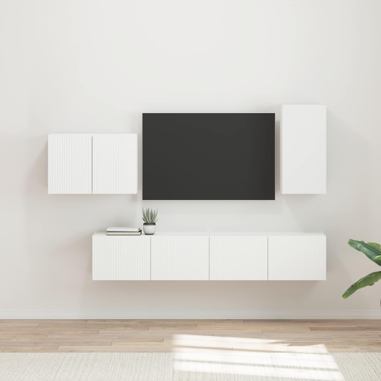 Set zidnog ormarića za TV Zidne 4 pcs Bijelo Konstruirano drvo