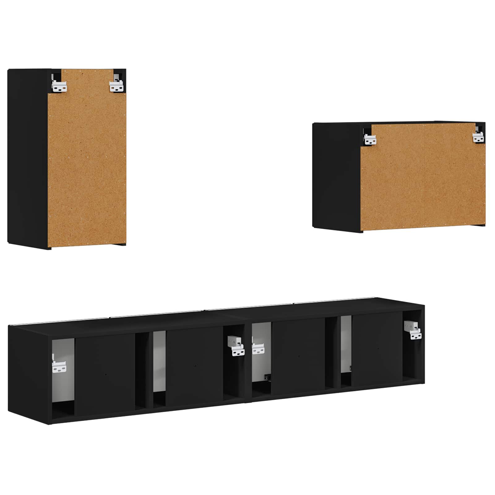 Set zidnog ormarića za TV Zidne 4 pcs Crna Konstruirano drvo