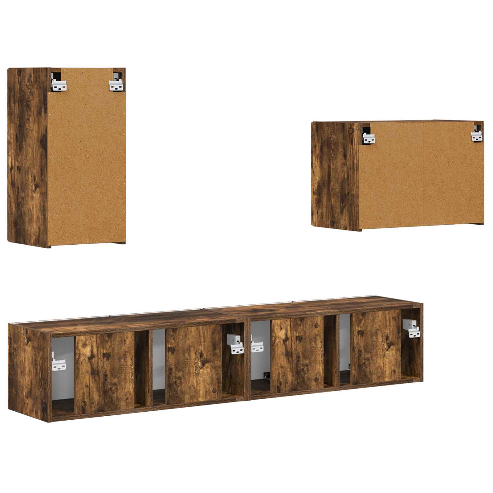 Set zidnog ormarića za TV Zidne 4 pcs Dimljeni hrast