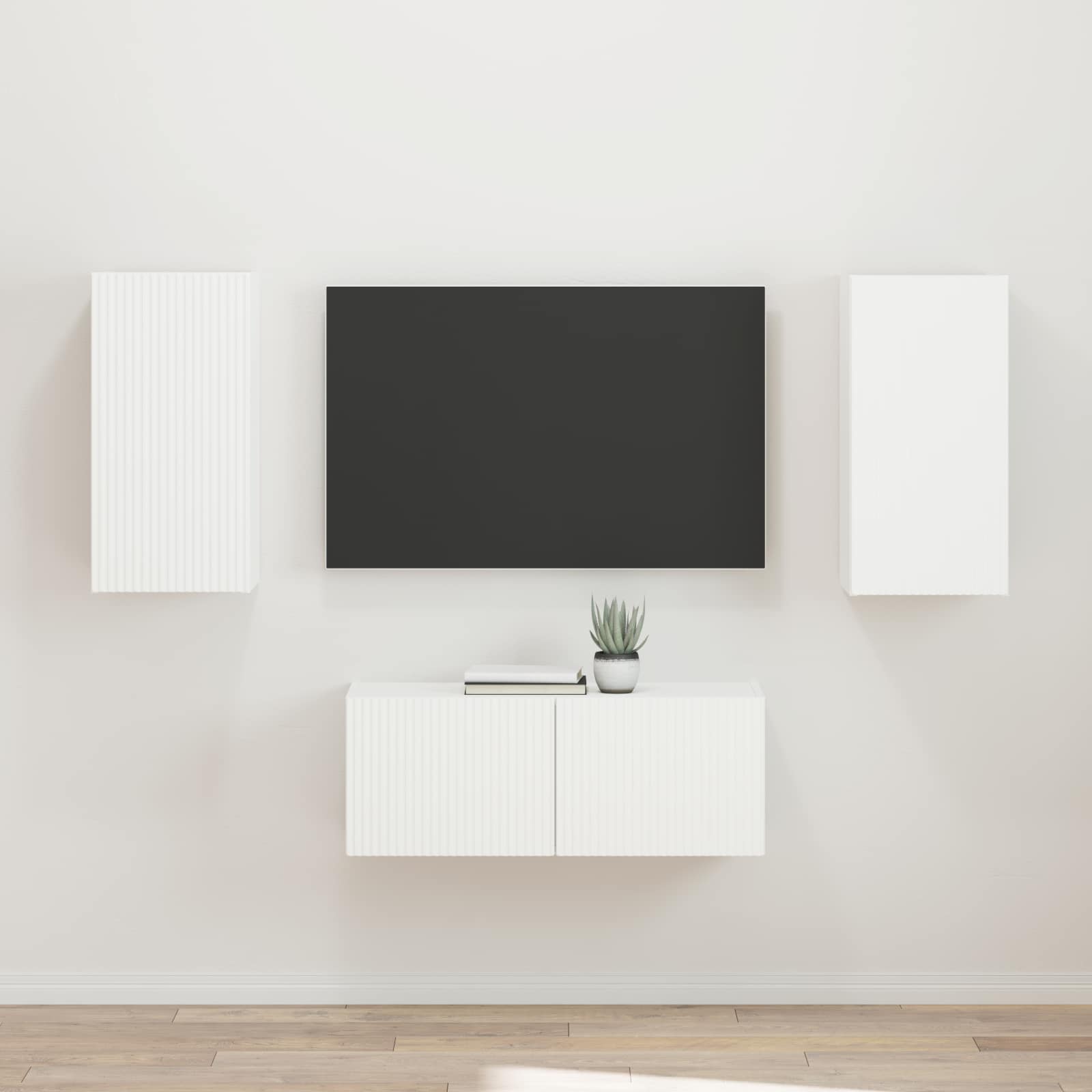 Set TV komoda Zidne 2 pcs Bijelo Konstruirano drvo