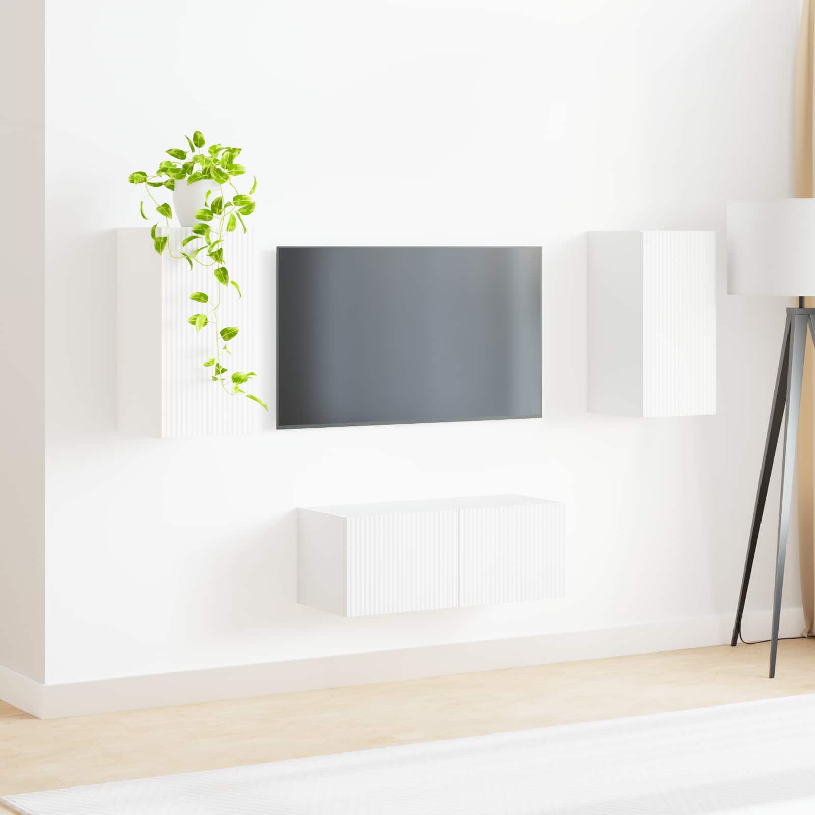 Set TV komoda Zidne 2 pcs Bijelo Konstruirano drvo
