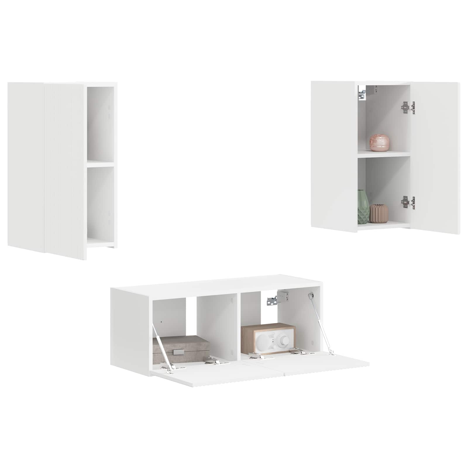 Set TV komoda Zidne 2 pcs Bijelo Konstruirano drvo