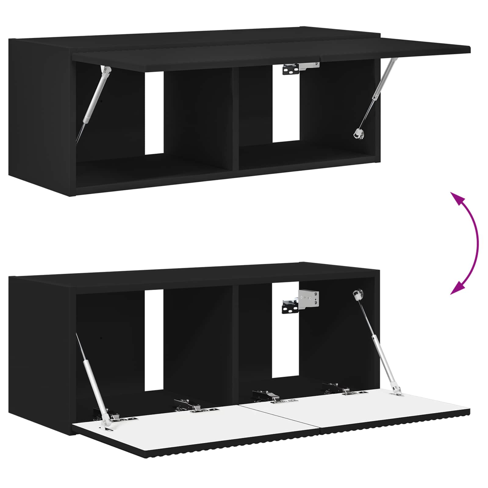 Set TV komoda Zidne 2 pcs Crna Konstruirano drvo
