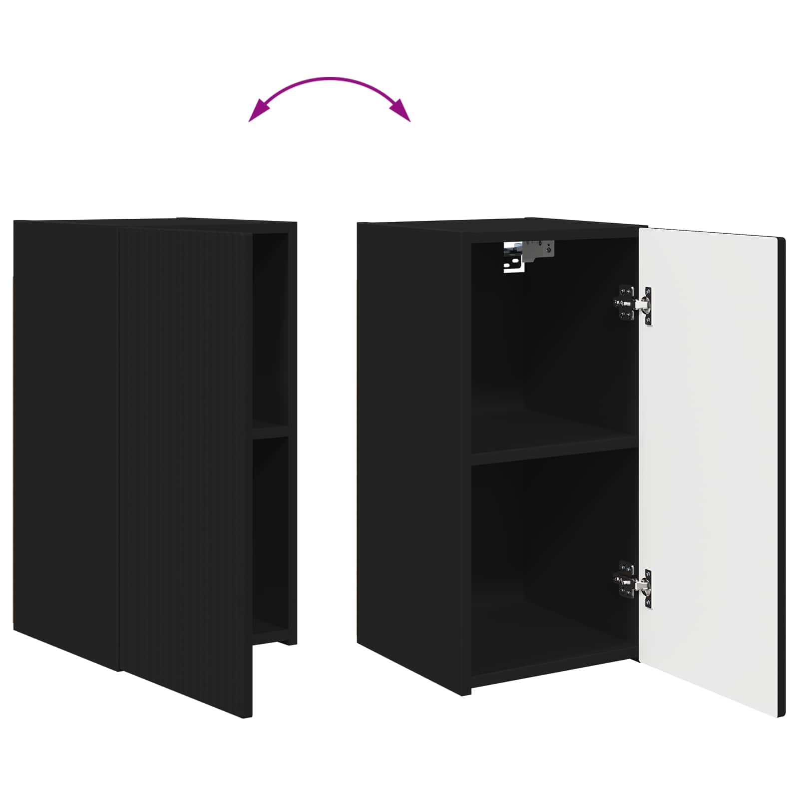 Set TV komoda Zidne 2 pcs Crna Konstruirano drvo