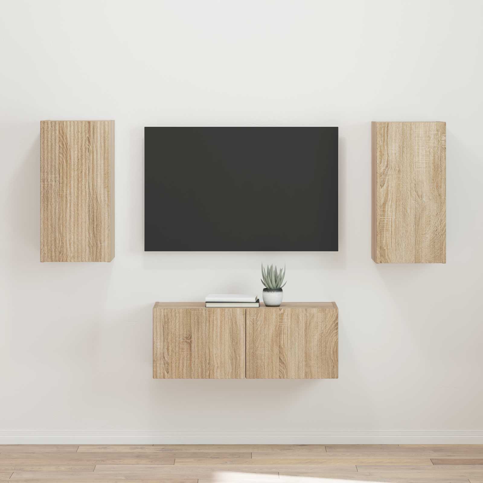 Set TV komoda Zidne 2 pcs Sonoma hrast Konstruirano drvo