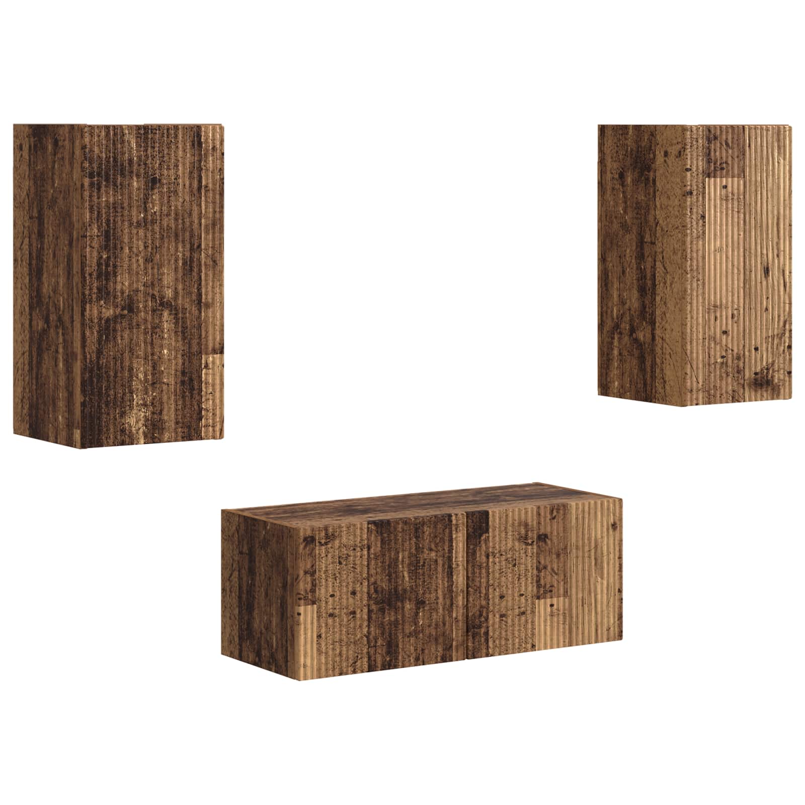 Set TV komoda Zidne 2 pcs Staro drvo Konstruirano drvo