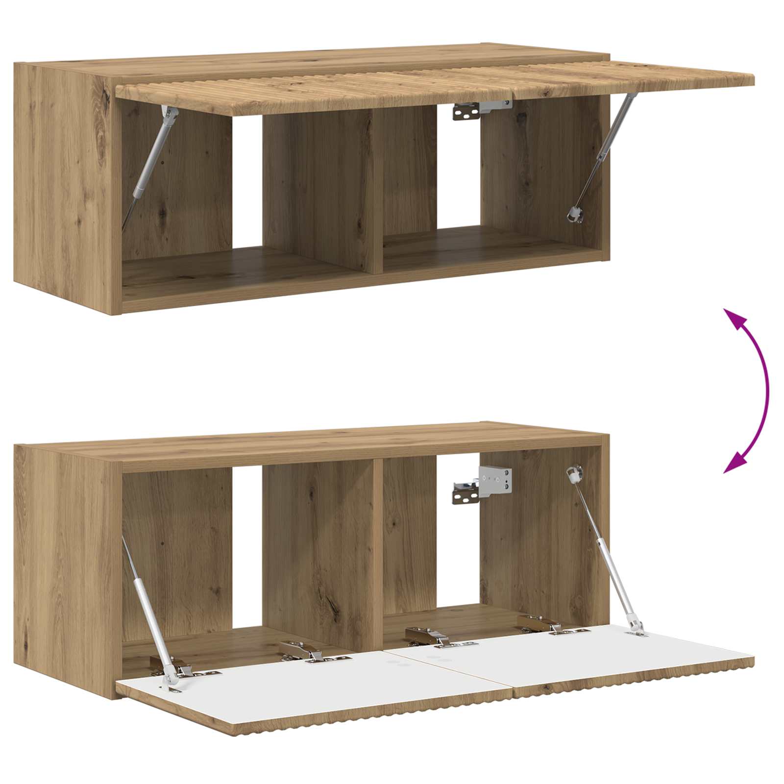 Set TV komoda 2 pcs Umjetnički hrast Konstruirano drvo