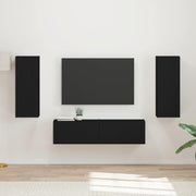 Set TV komoda Zidne 2 pcs Crna Konstruirano drvo
