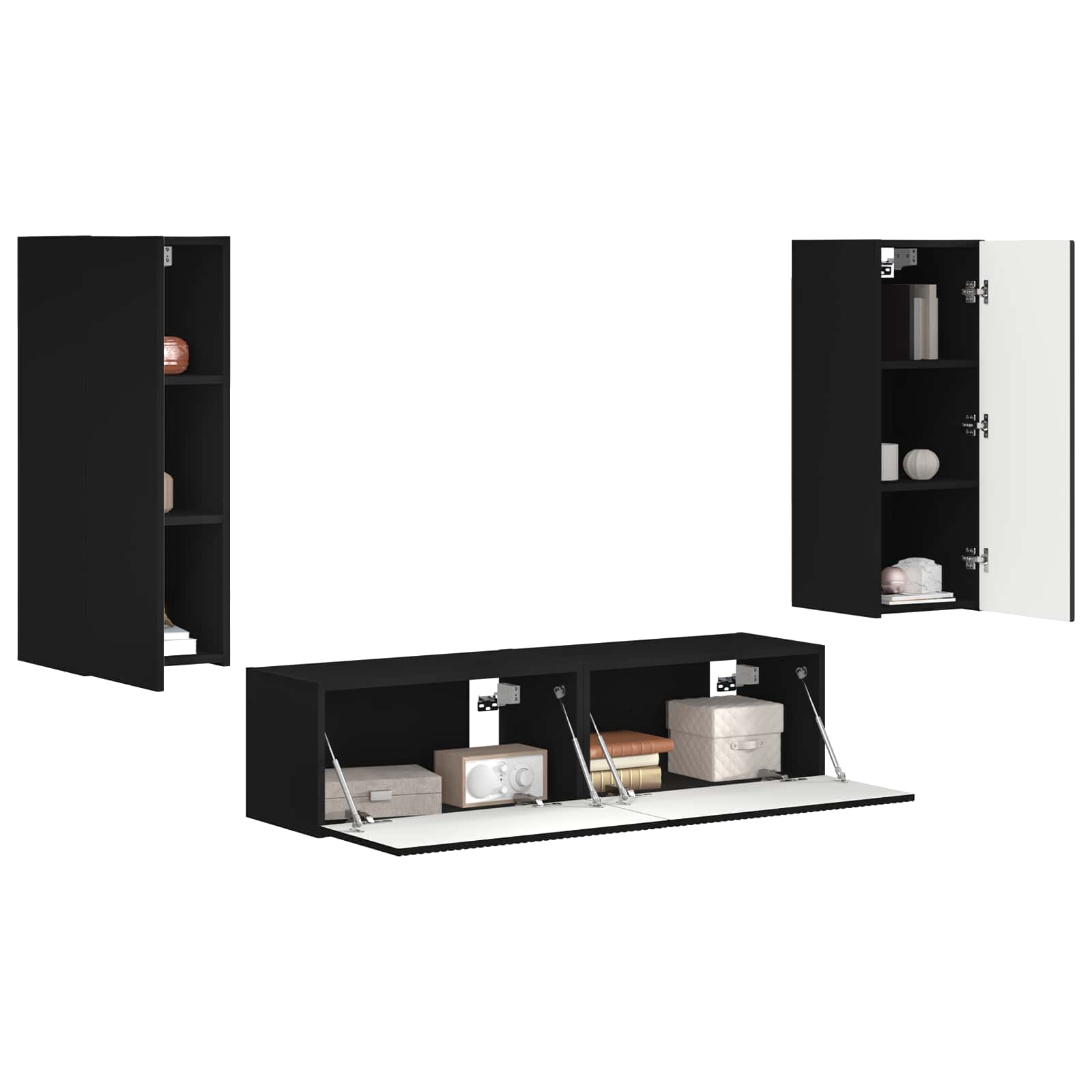 Set TV komoda Zidne 2 pcs Crna Konstruirano drvo