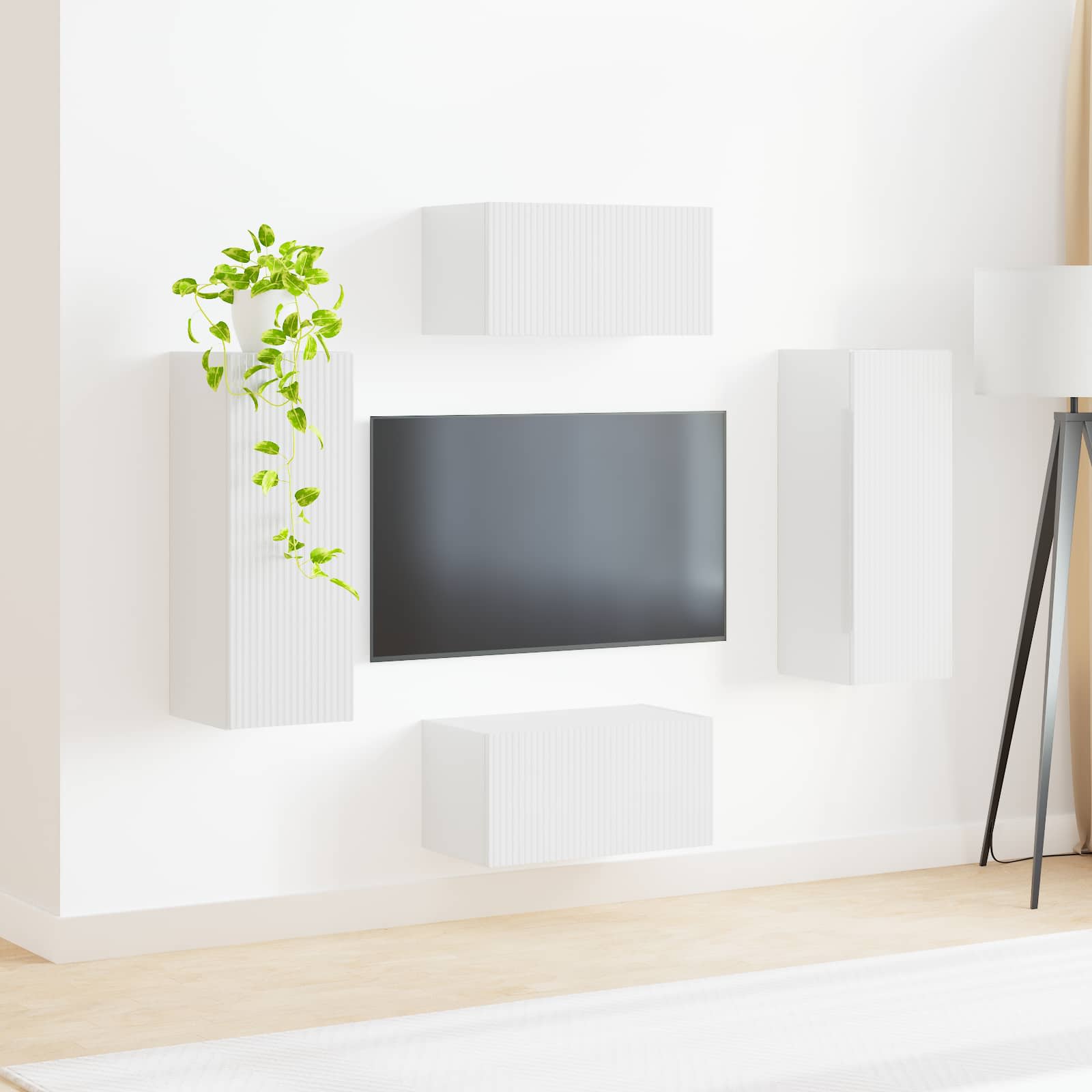 Set TV komoda Zidne 2 pcs Visoki sjaj bijela Konstruirano drvo