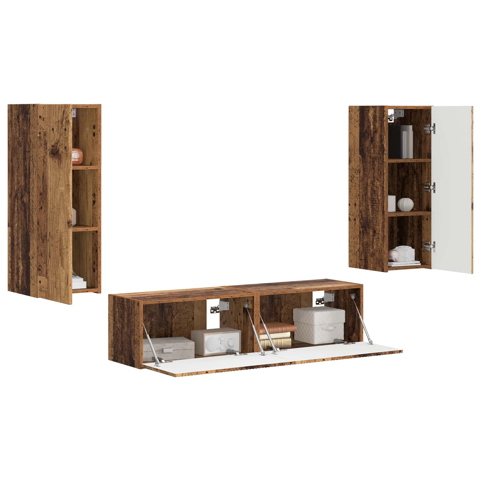 Set TV komoda Zidne 2 pcs Staro drvo Konstruirano drvo