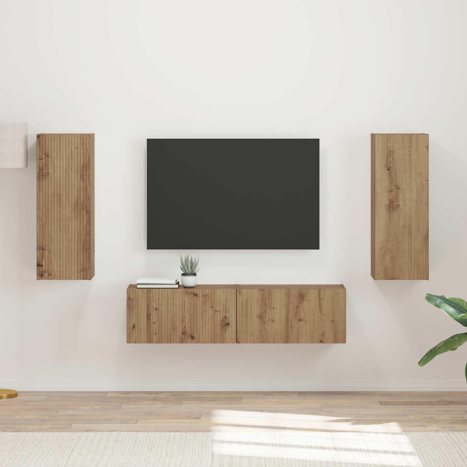 Set TV komoda Zidne 2 pcs Umjetnički hrast Konstruirano drvo