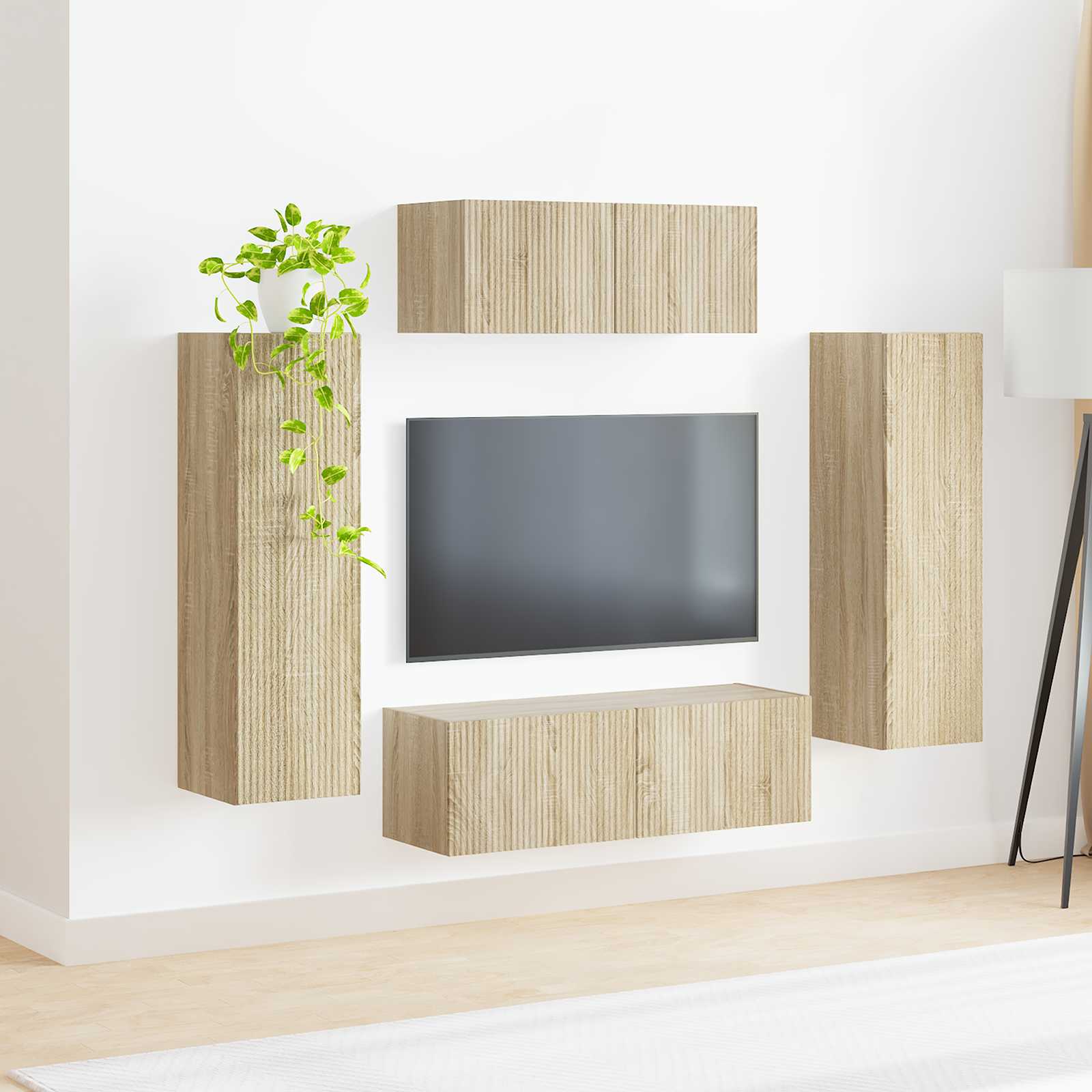 Set TV komoda Zidne 3 pcs Sonoma hrast Konstruirano drvo