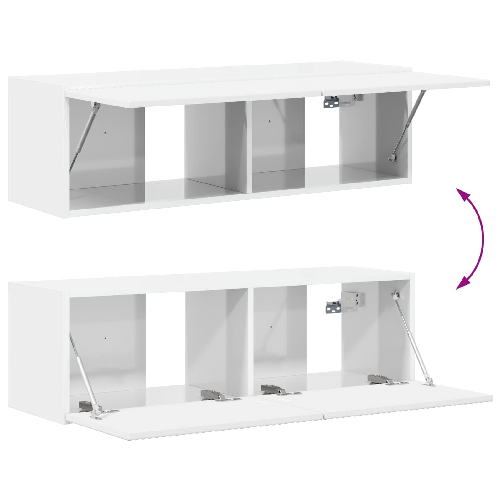 Set TV komoda Zidne 3 pcs Visoki sjaj bijela Konstruirano drvo