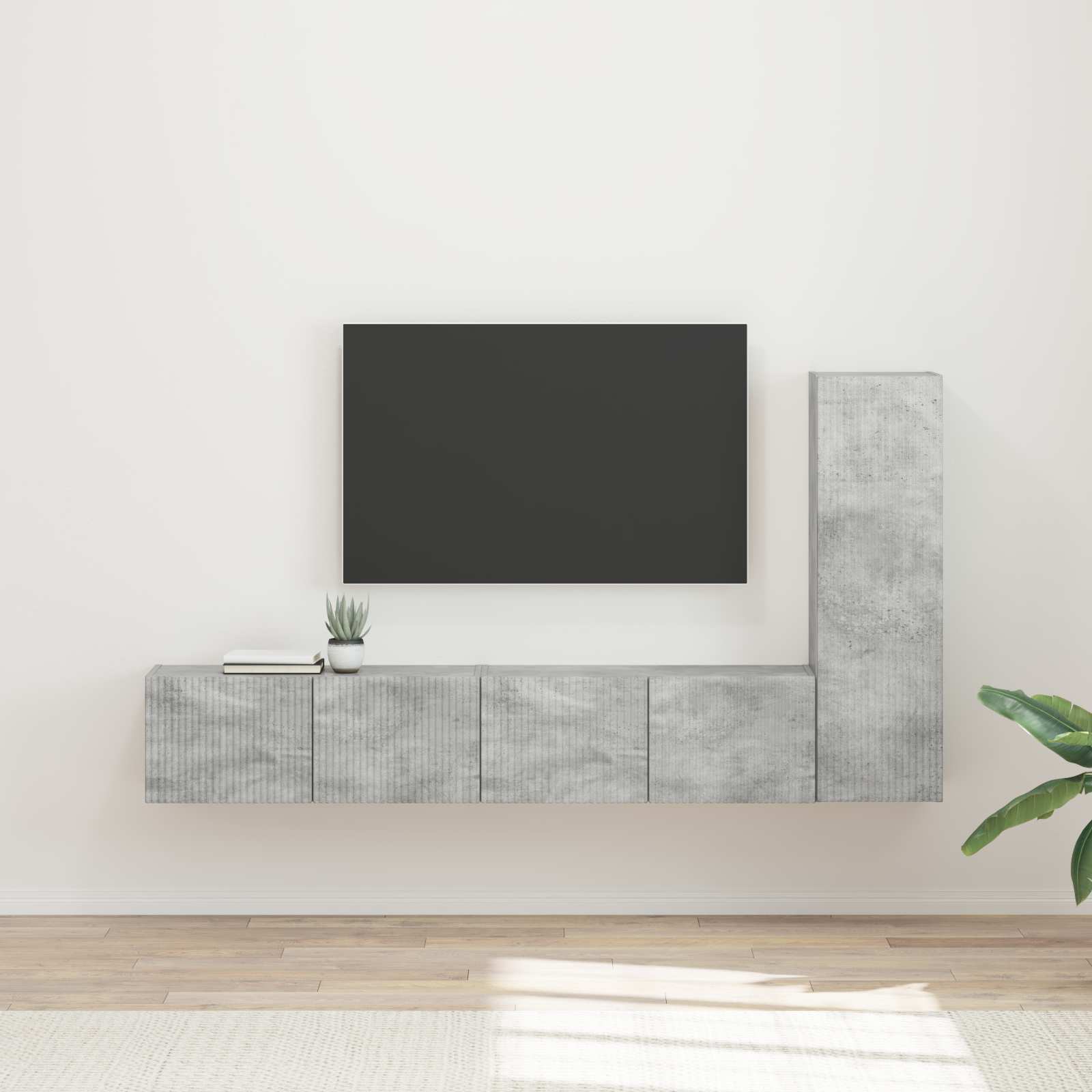 Set TV komoda Zidne 3 pcs Betonski sivi Konstruirano drvo