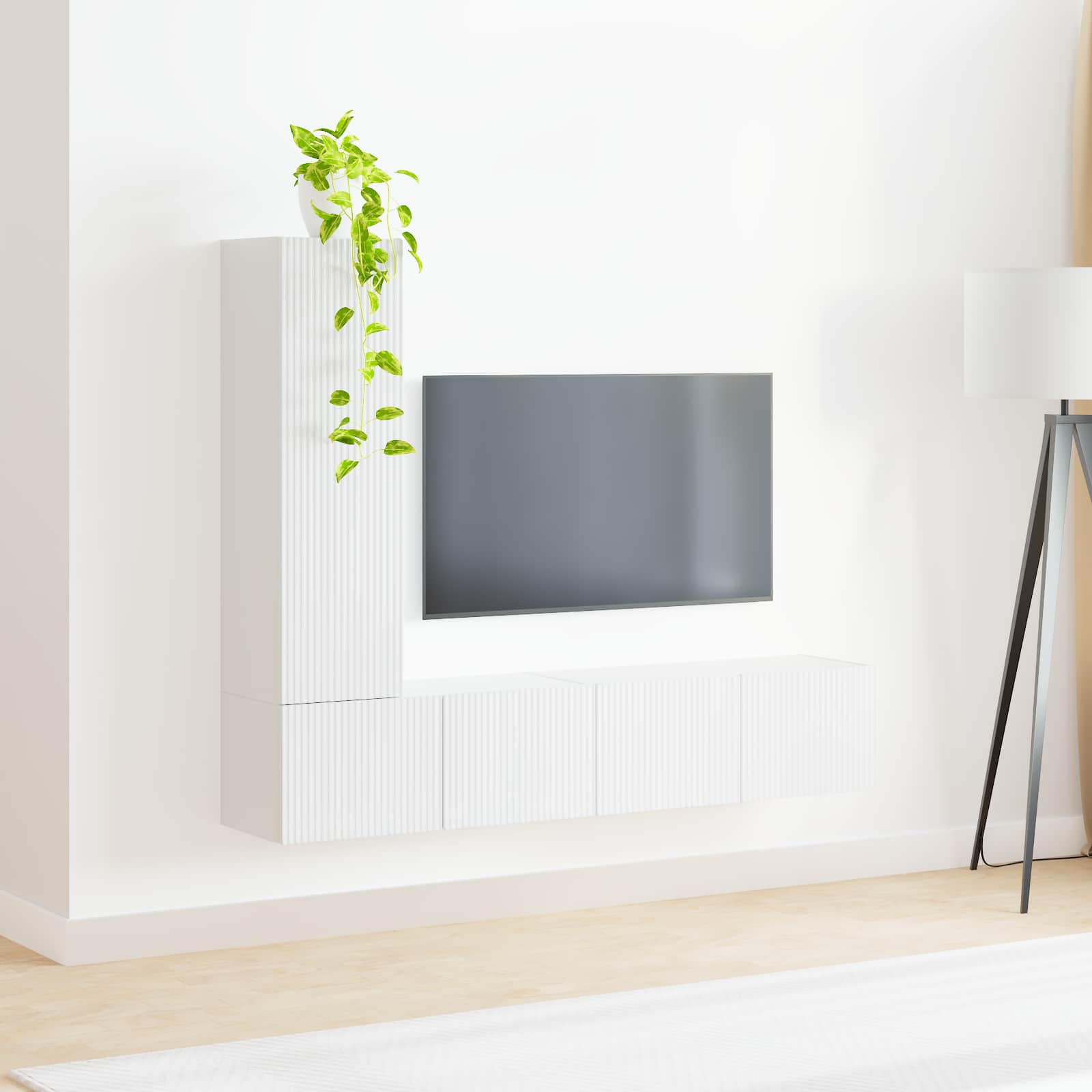 Set TV komoda Zidne 3 pcs Visoki sjaj bijela Konstruirano drvo