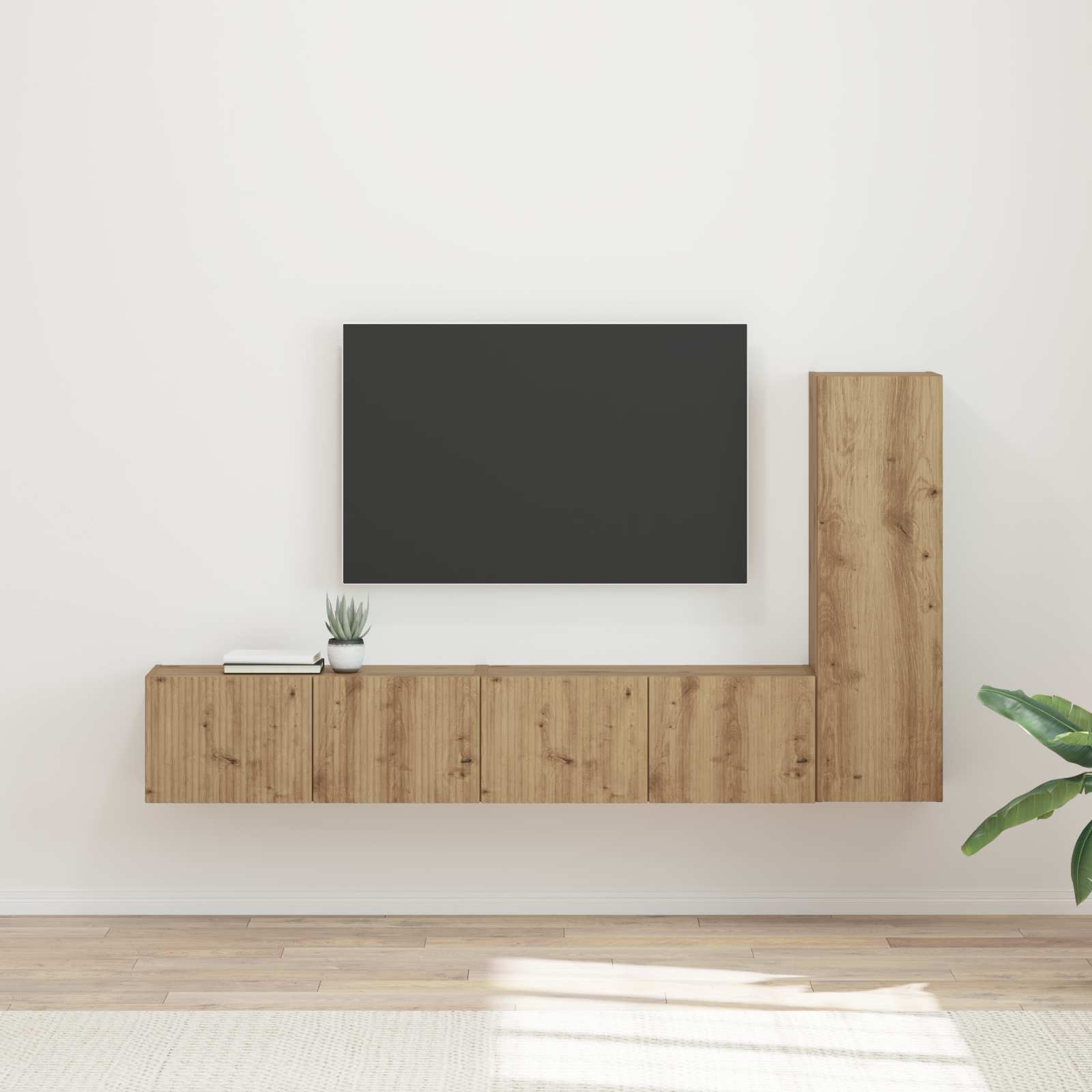 Set TV komoda Zidne 3 pcs Umjetnički hrast Konstruirano drvo