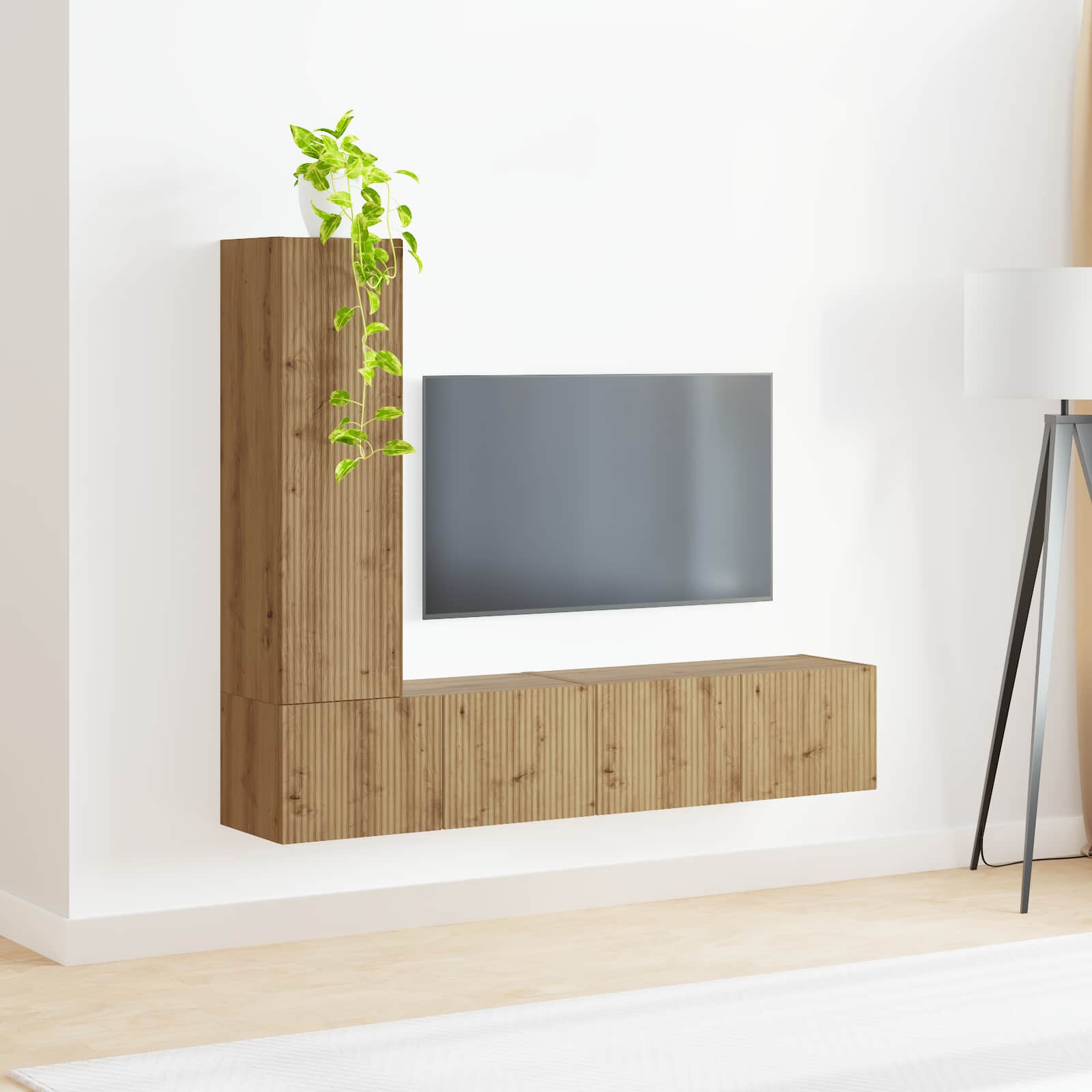 Set TV komoda Zidne 3 pcs Umjetnički hrast Konstruirano drvo