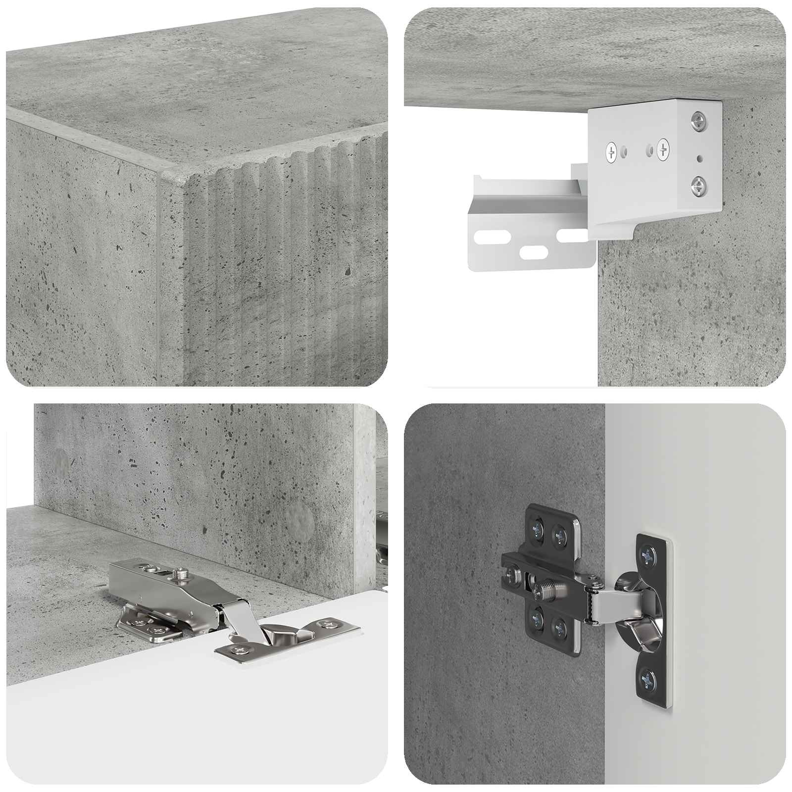 Set TV komoda Zidne 4 pcs Betonski sivi Konstruirano drvo