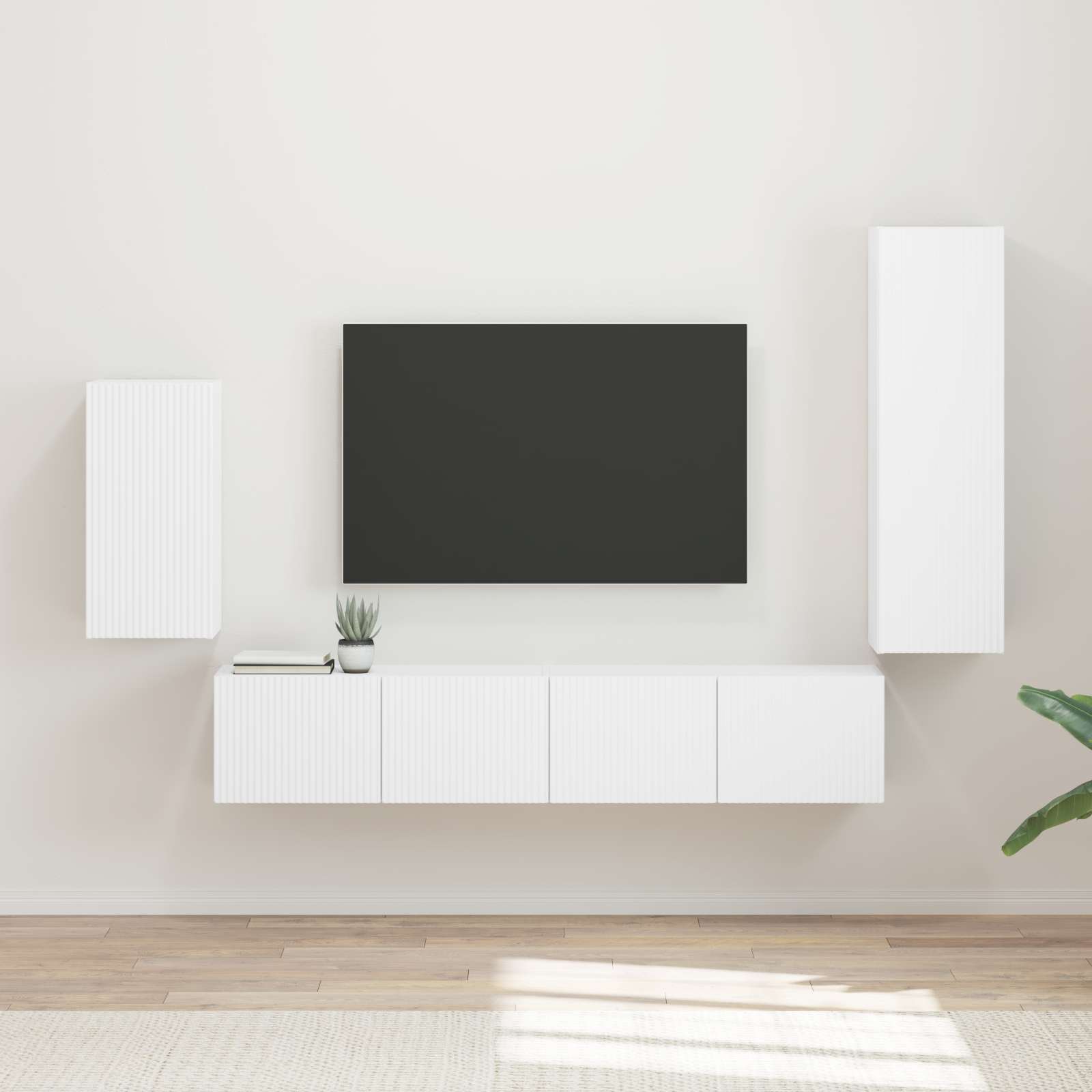 Set TV komoda Zidne 4 pcs Bijelo Konstruirano drvo