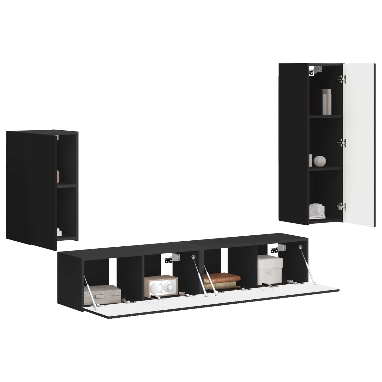 Set TV komoda Zidne 4 pcs Crna Konstruirano drvo