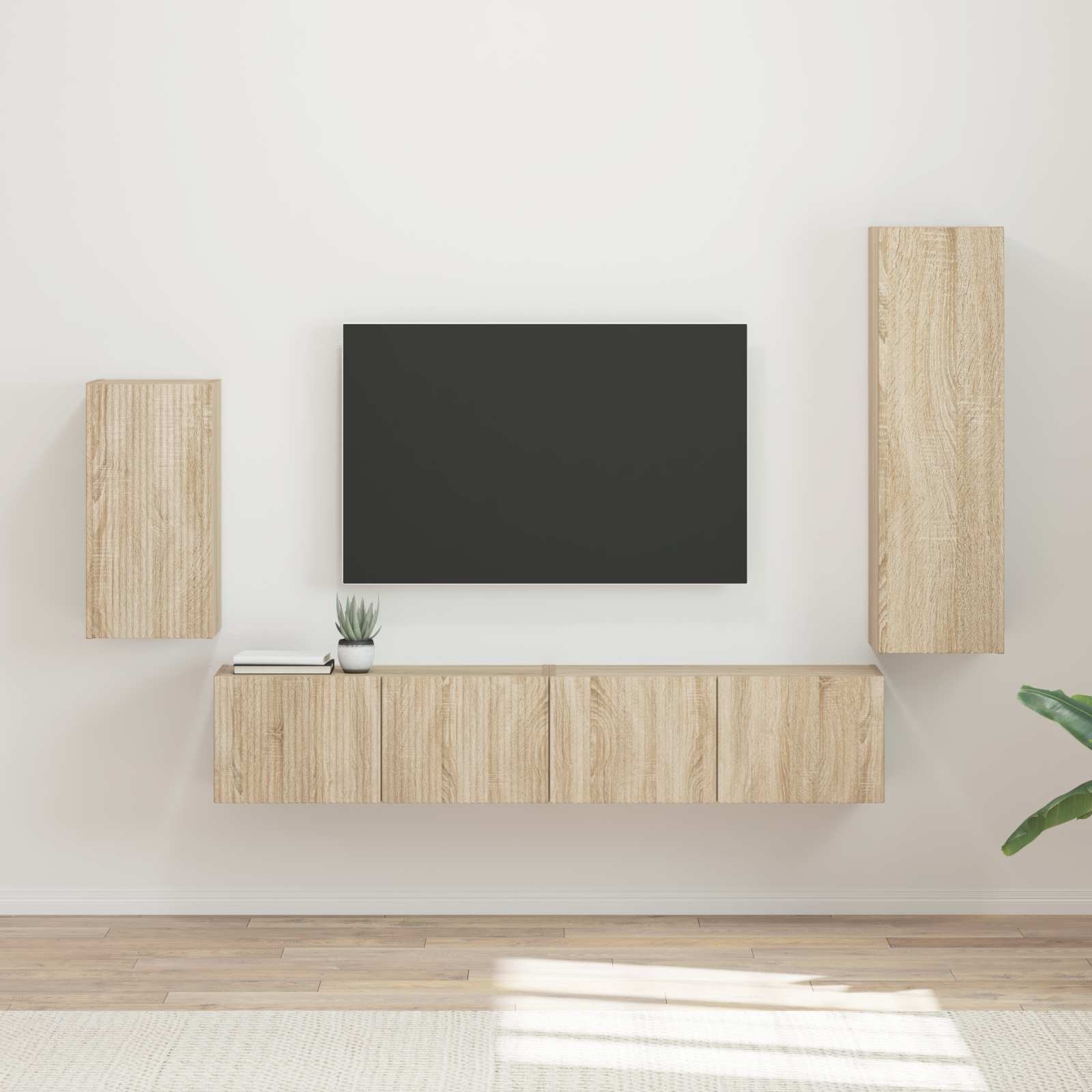 Set TV komoda Zidne 4 pcs Sonoma hrast Konstruirano drvo