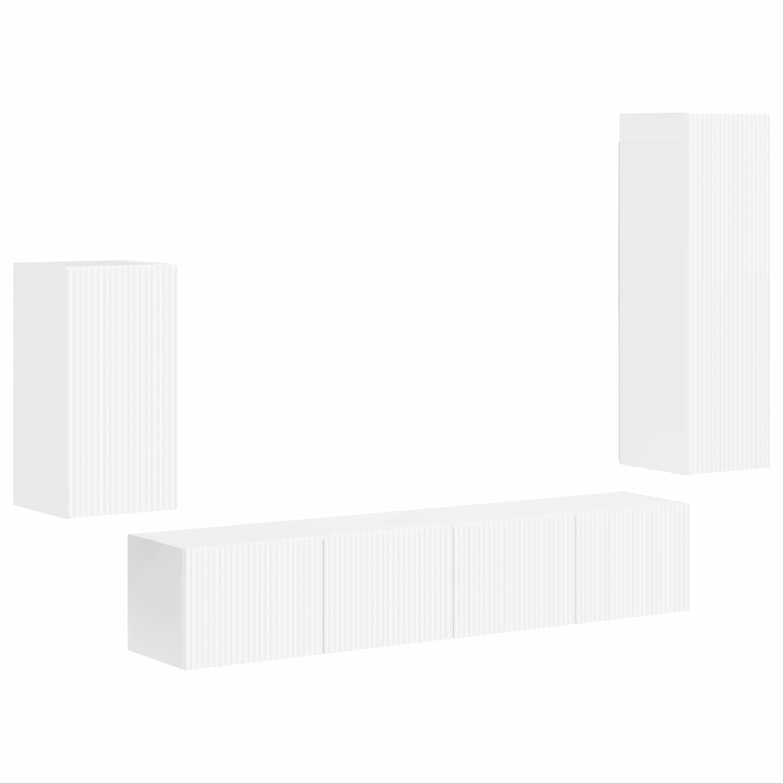 Set TV komoda Zidne 4 pcs Visoki sjaj bijela Konstruirano drvo