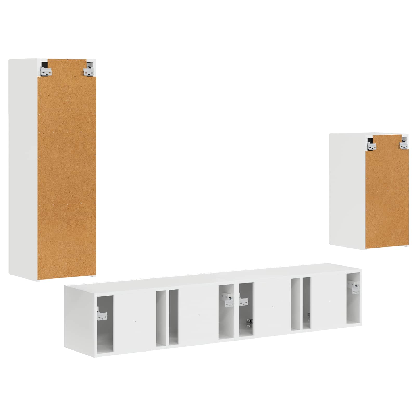 Set TV komoda Zidne 4 pcs Visoki sjaj bijela Konstruirano drvo