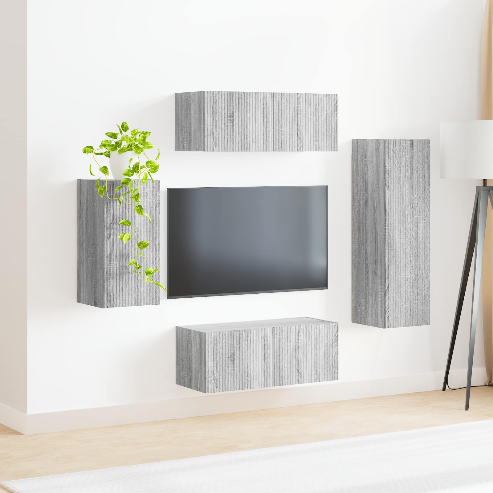 Set TV komoda Zidne 4 pcs Siva Sonoma Konstruirano drvo